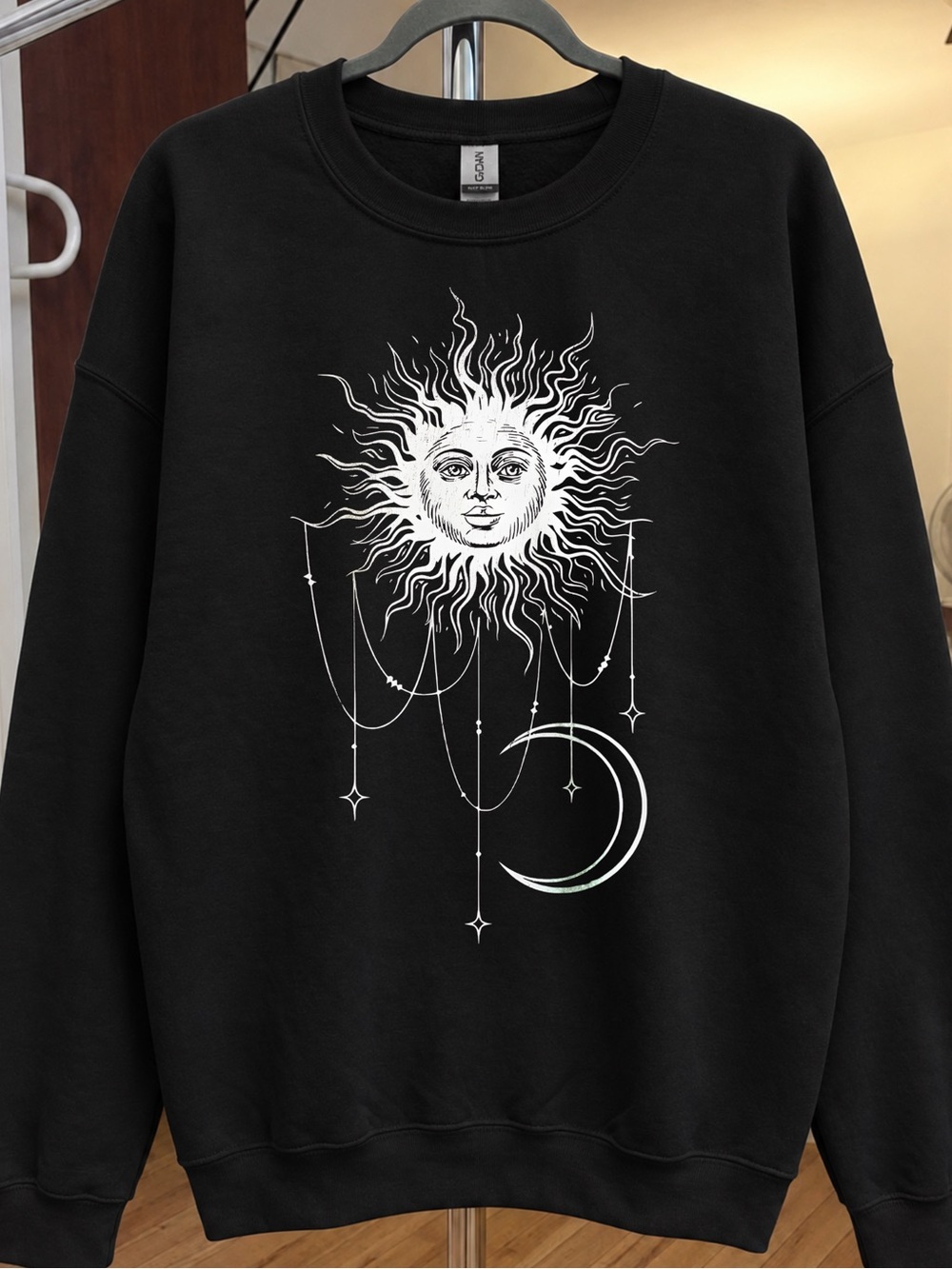 Gildan Patricia Widow's Bay Sweatshirt, Celestial Sun Shirt